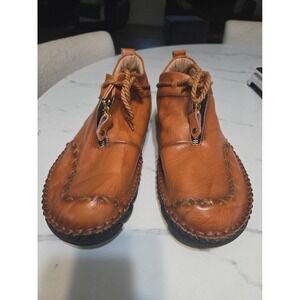 Men's Handcrafted Tan Leather Chukka Boots Zipper Lace-Up Moccasin Shoes Sz13
